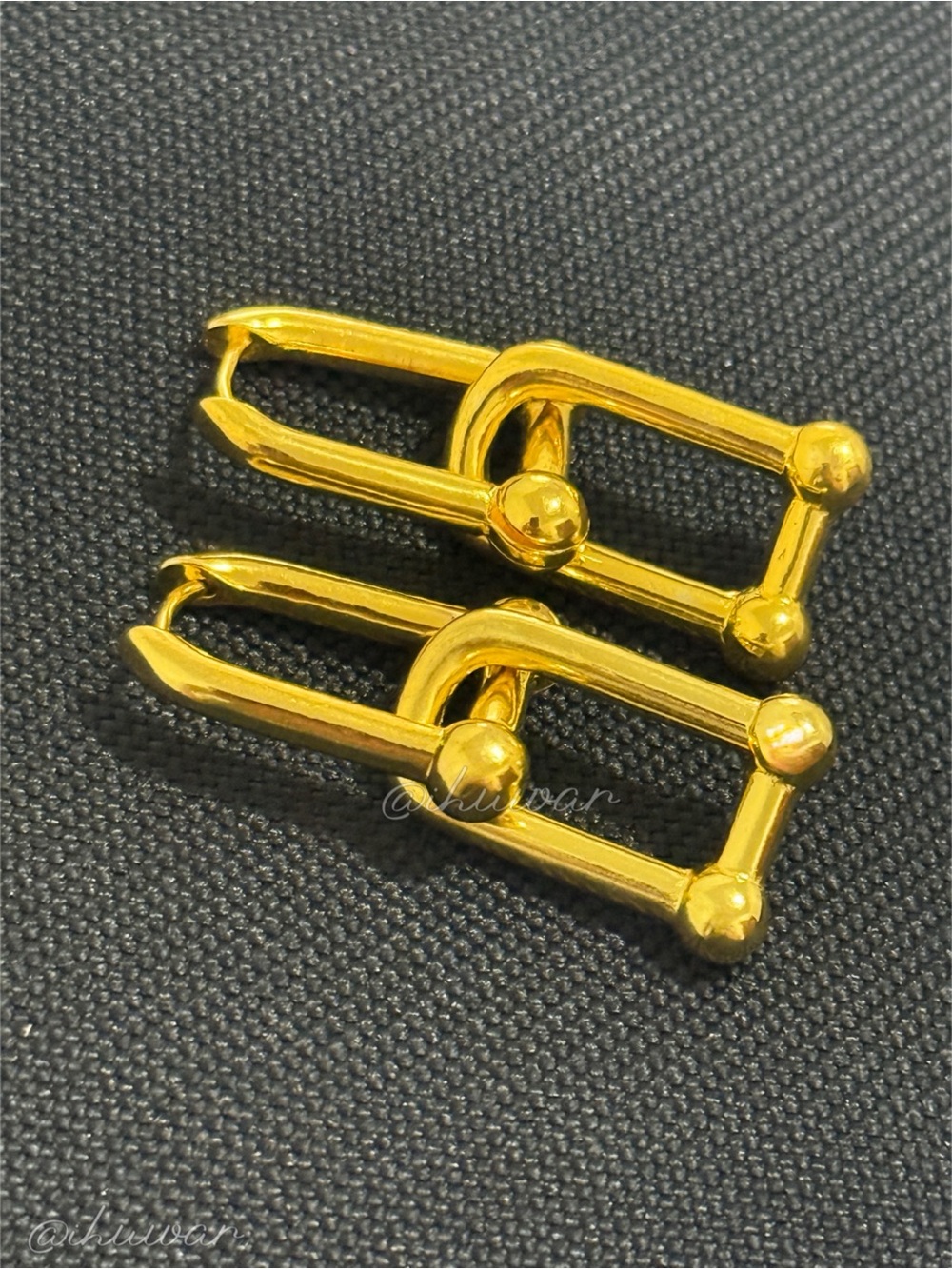 18K Gold Plated Double U Link Chunky Hoop Earrings - Picture 4 of 11